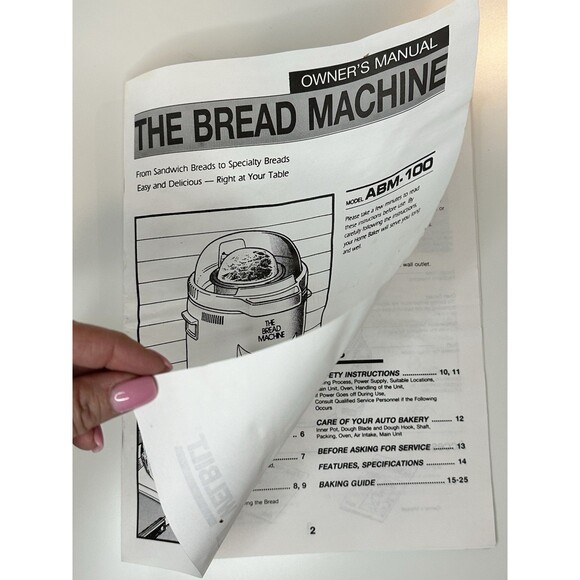 WELBILT Bread Machine Instruction Manual ABM-100 Directions Recipes Owner Baking - Picture 2 of 5